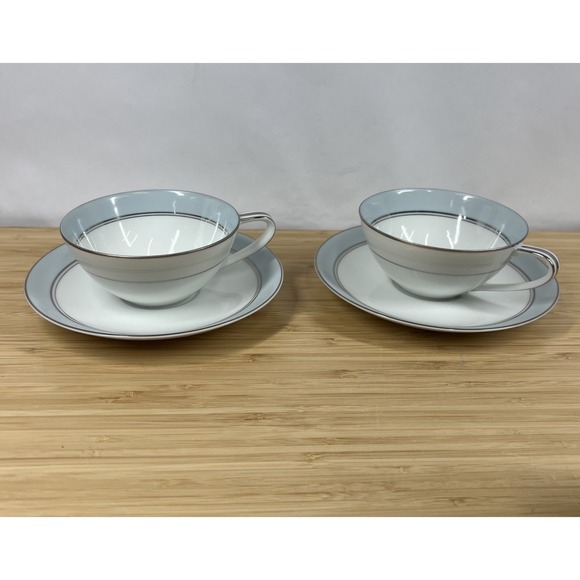 Noritake Other - Noritake Bluebell 5558 Tea Cups & Saucers Set of 2 Japan Platinum Trim Excellent